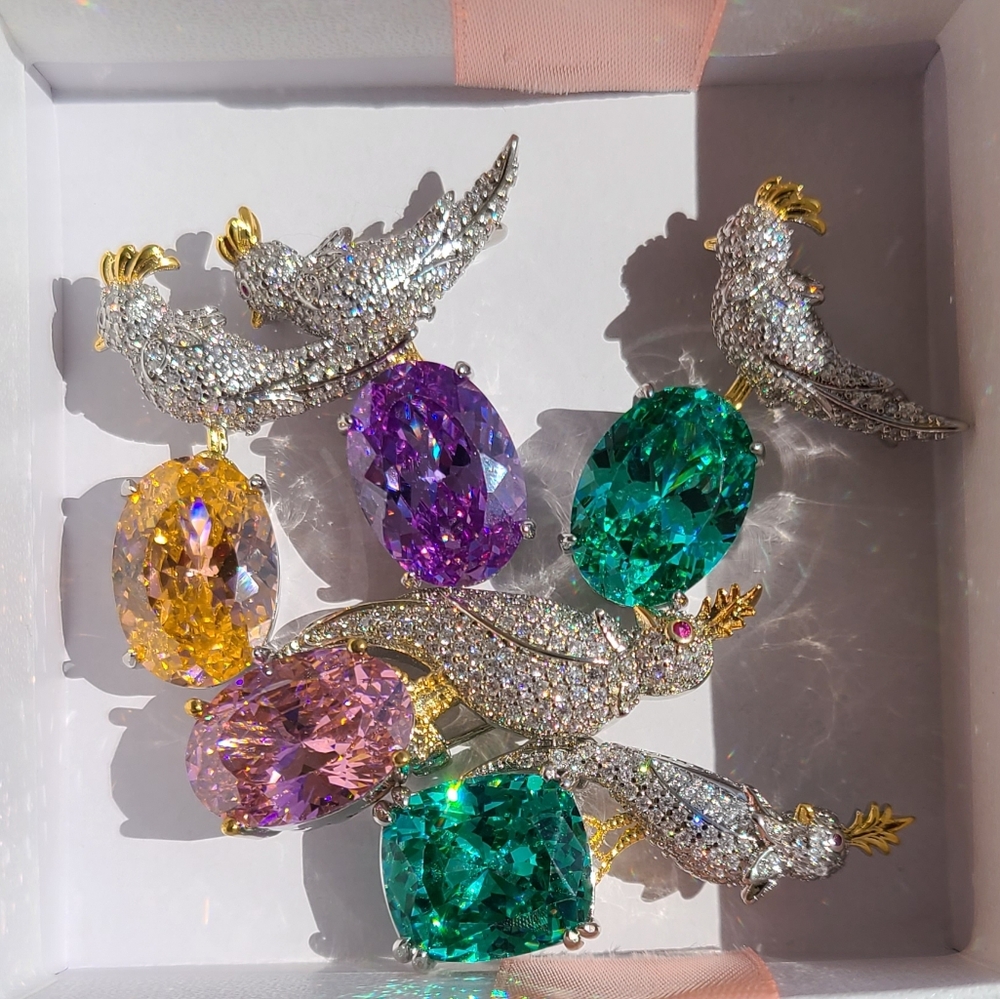 See My Bird On A Rock Magpie Brooch Necklace Pendant Collection!